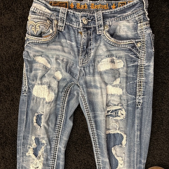 Rock Revival Other - Rock Revival Faded Blue Distressed Jeans